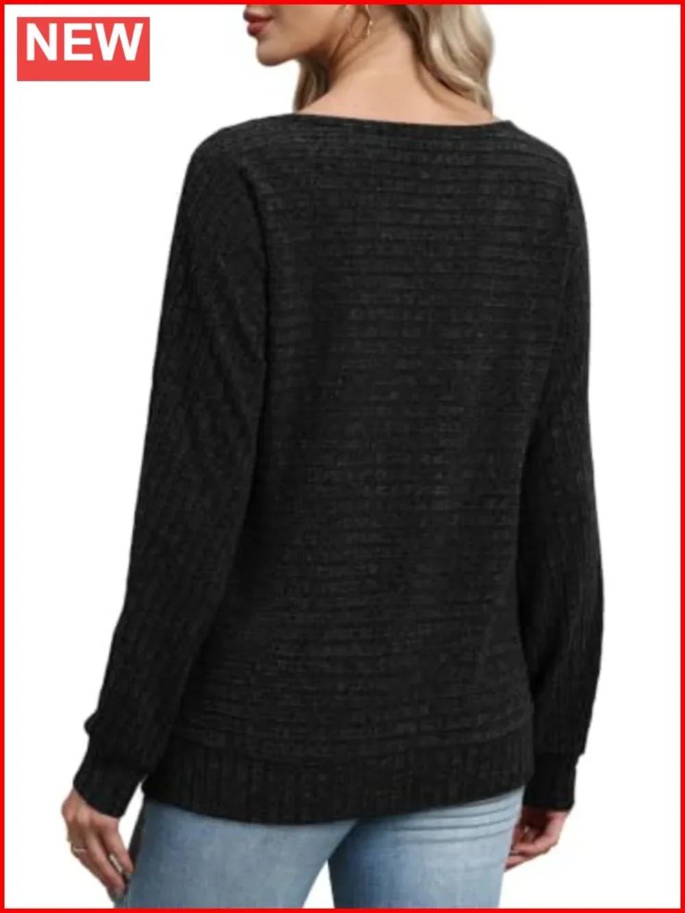 Sampeel Women's Long Sleeve Tunic Top Crewneck Batwing Oversized Sweater